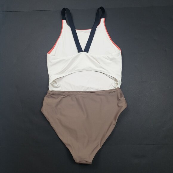 Prana Baja Bound Cutout One Piece Swimsuit Women's Sz Small Rose Fire Colorblock - Picture 15 of 16